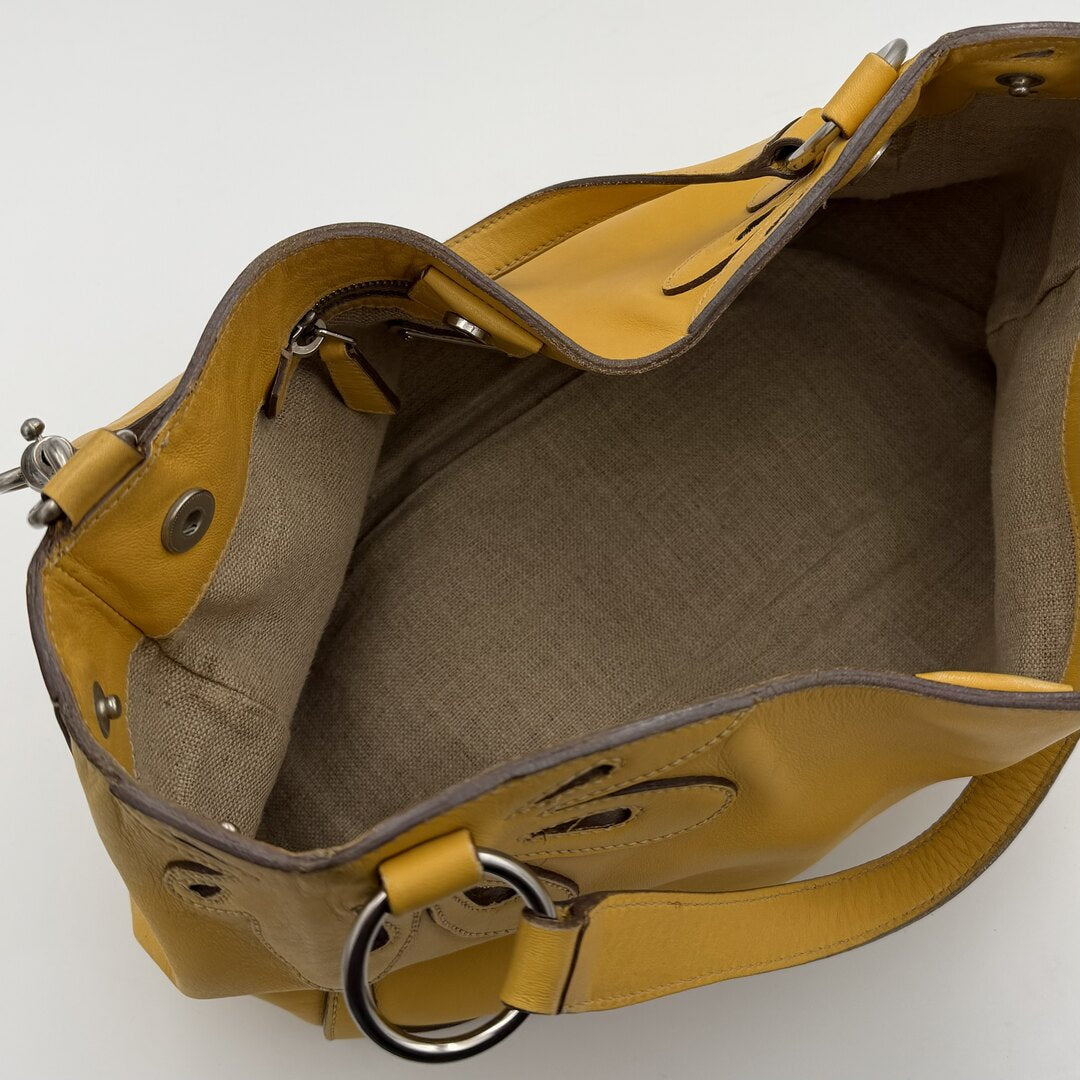 RARE Miu Miu Flower Hobo Leather Yellow Shoulder Bag