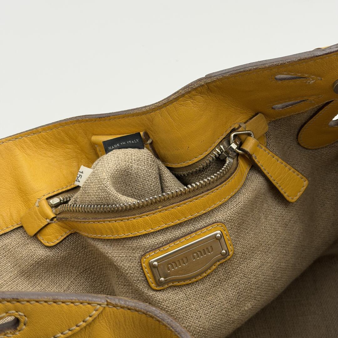 RARE Miu Miu Flower Hobo Leather Yellow Shoulder Bag