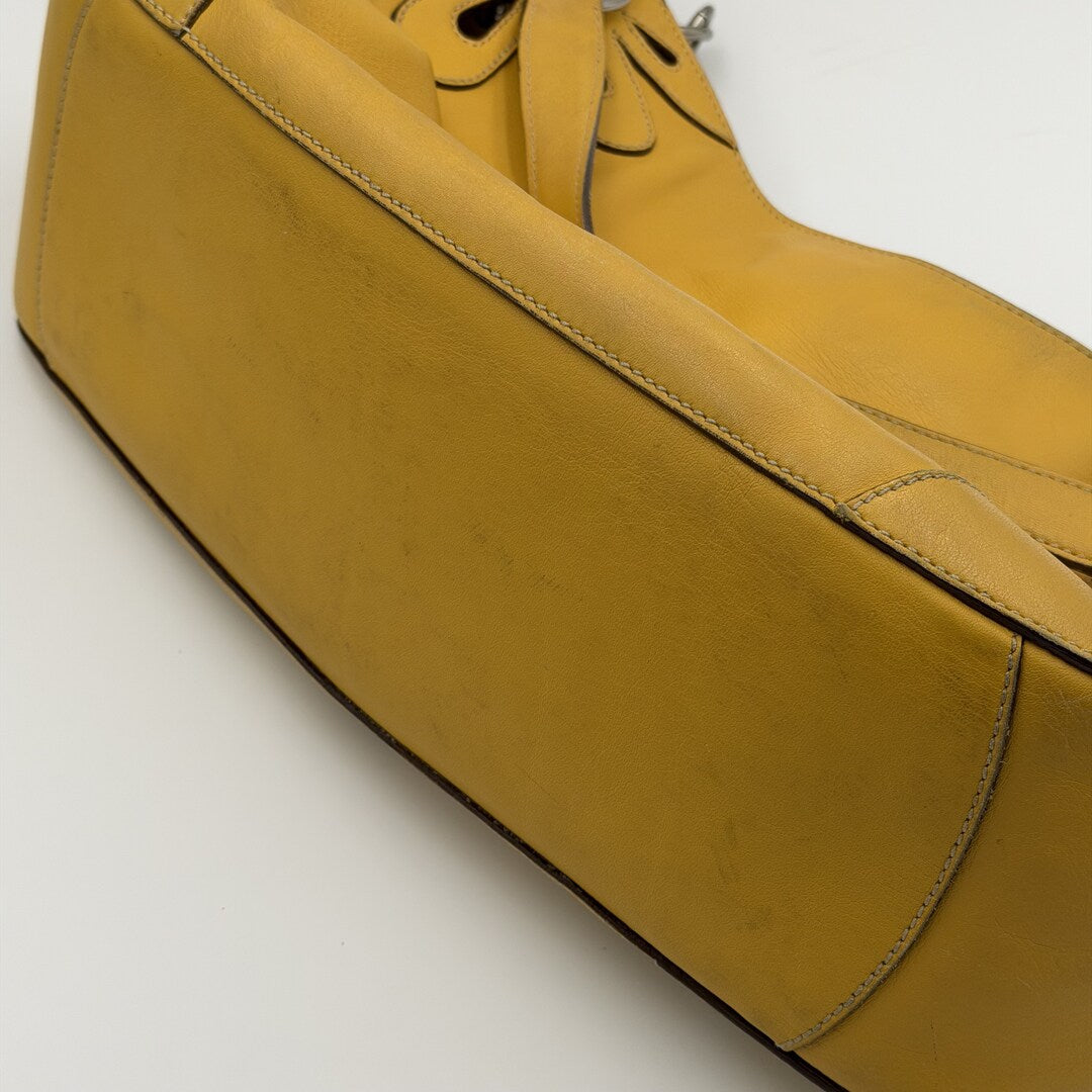 RARE Miu Miu Flower Hobo Leather Yellow Shoulder Bag