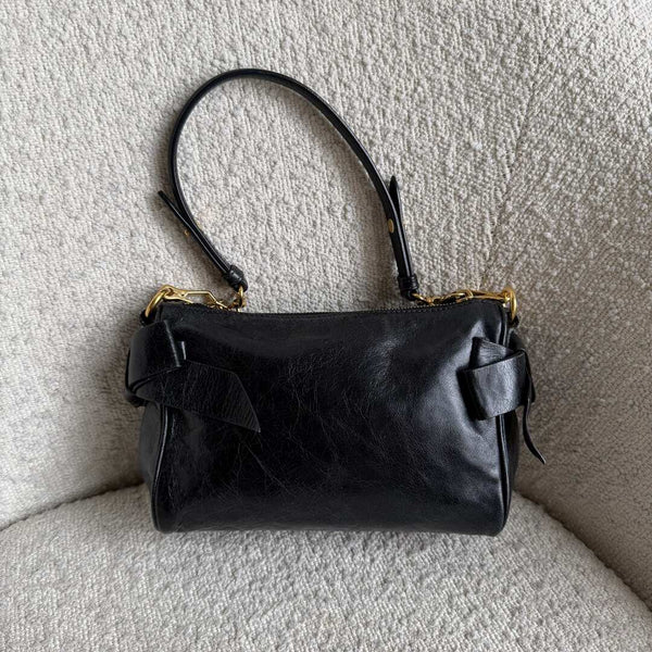 Miu Miu Vitello Bow Leather Black Mini Shoulder Bag