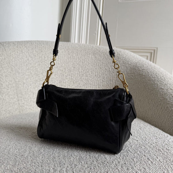 Miu Miu Vitello Bow Leather Black Mini Shoulder Bag
