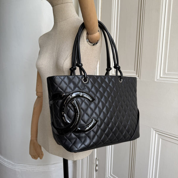 2005 Chanel Cambon Quilted Black Tote Bag