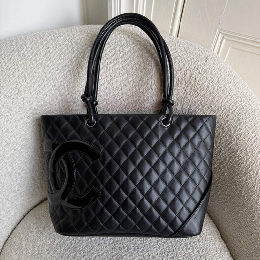 2005 Chanel Cambon Quilted Black Tote Bag