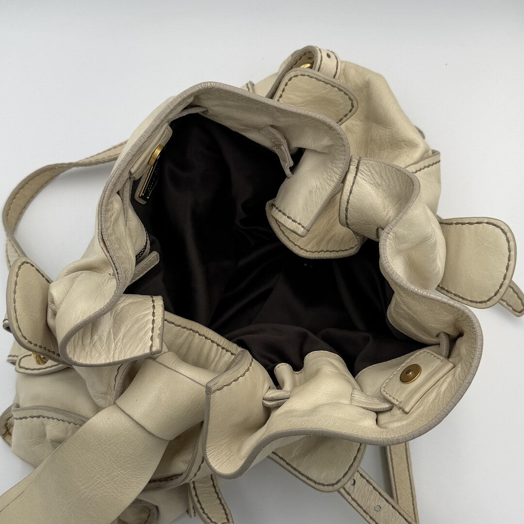 Miu Miu Vitello Leather White Tote Bag