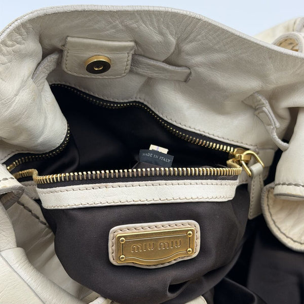 Miu Miu Vitello Leather White Tote Bag