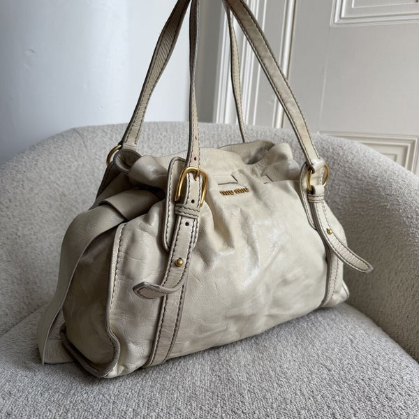 Miu Miu Vitello Leather White Tote Bag