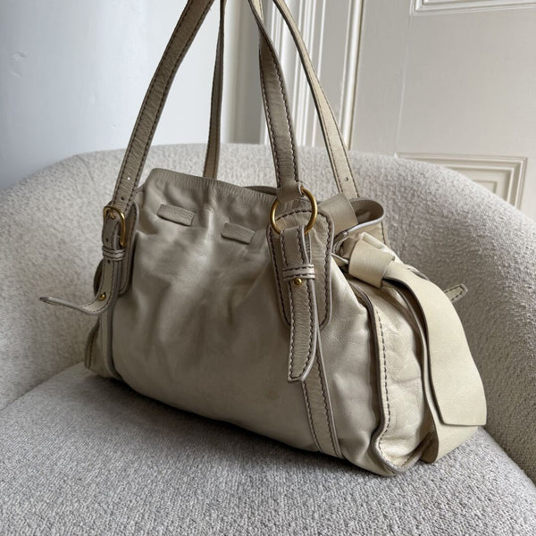 Miu Miu Vitello Leather White Tote Bag