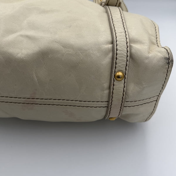 Miu Miu Vitello Leather White Tote Bag
