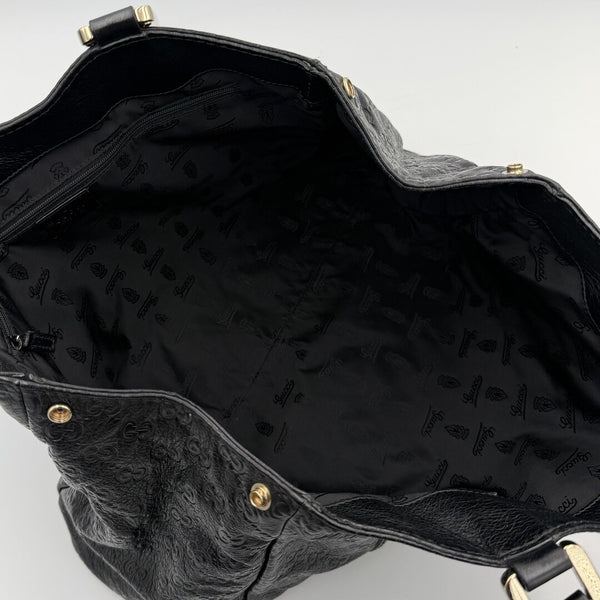 Gucci Guccissima Hobo Black Leather Shoulder Bag