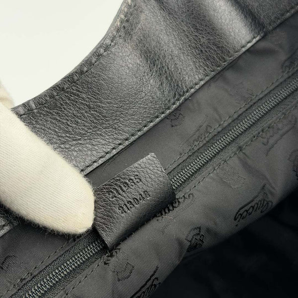 Gucci Guccissima Hobo Black Leather Shoulder Bag