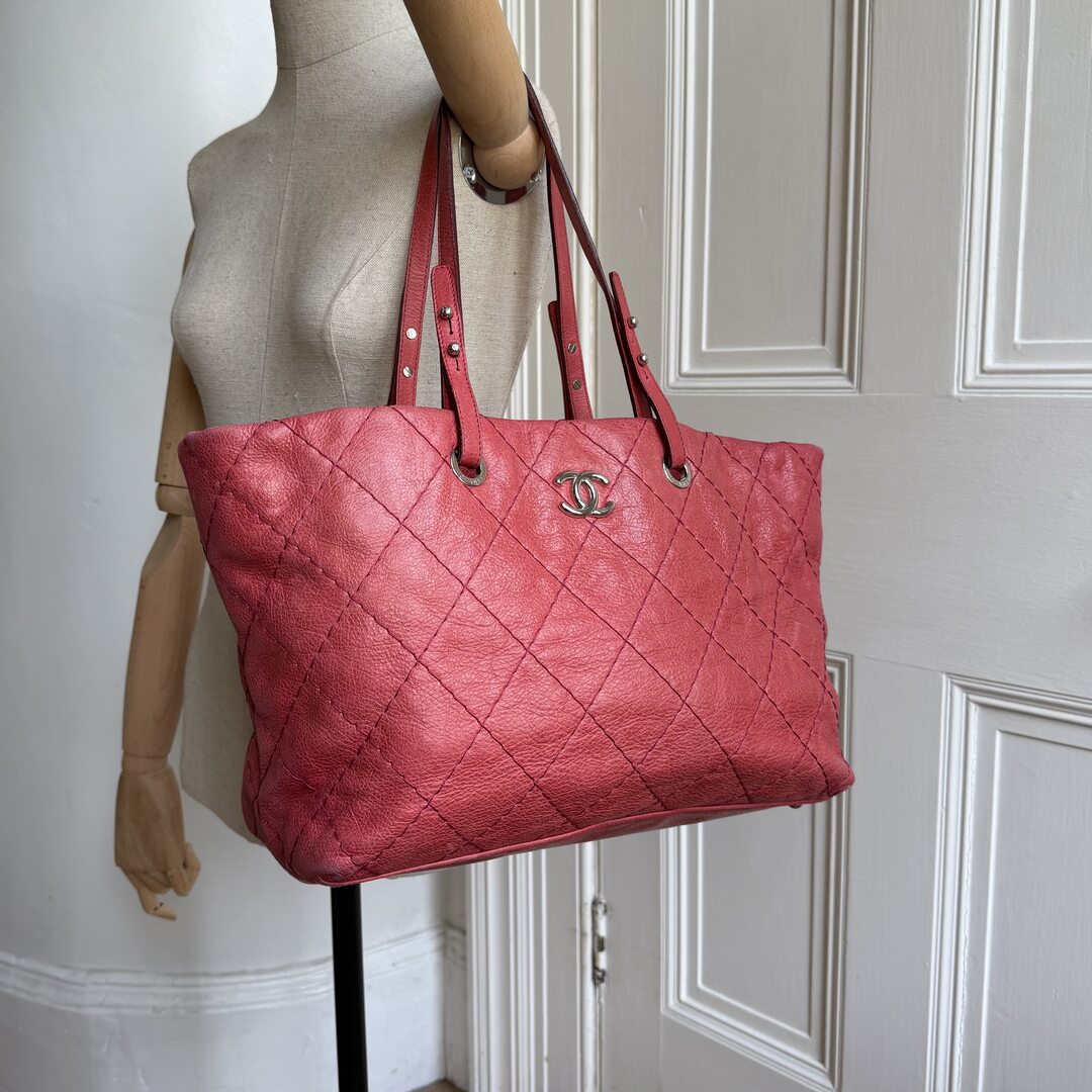 2010 Chanel CC On The Road Pink Leather Tote Bag