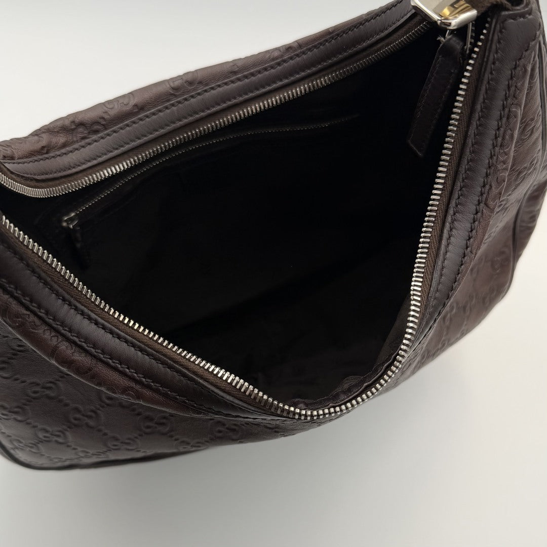 Gucci Guccissima Twins Hobo Brown Leather Shoulder Bag