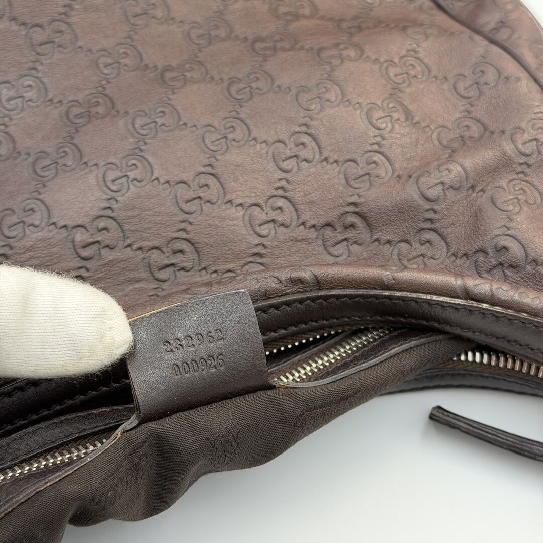 Gucci Guccissima Twins Hobo Brown Leather Shoulder Bag
