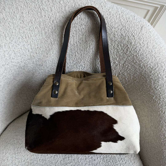Archive Miu Miu Cow Print Corduroy Shoulder Bag