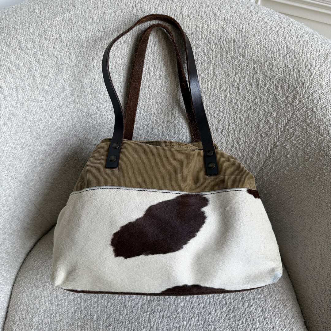 Archive Miu Miu Cow Print Corduroy Shoulder Bag