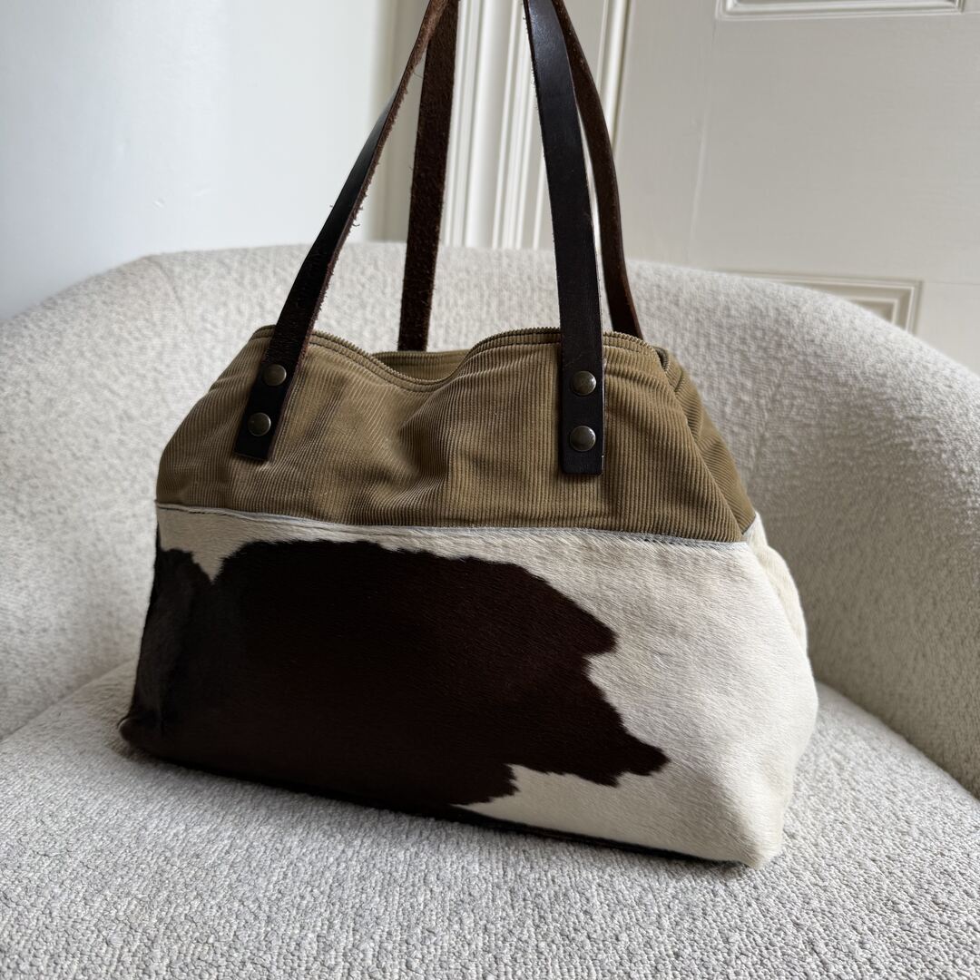 Archive Miu Miu Cow Print Corduroy Shoulder Bag