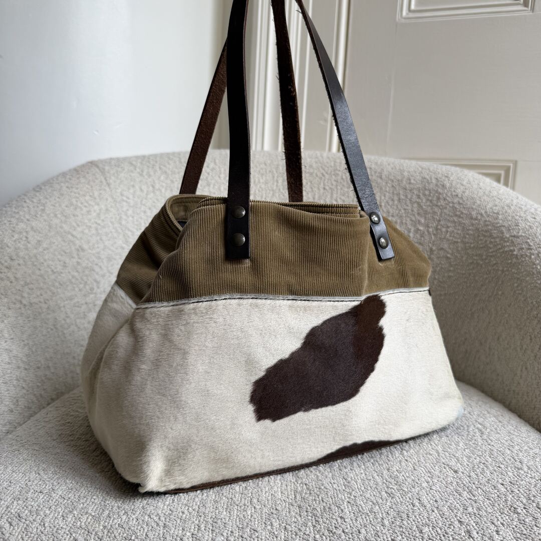 Archive Miu Miu Cow Print Corduroy Shoulder Bag