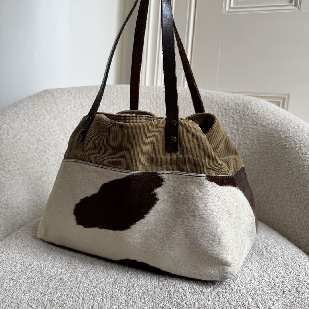 Archive Miu Miu Cow Print Corduroy Shoulder Bag