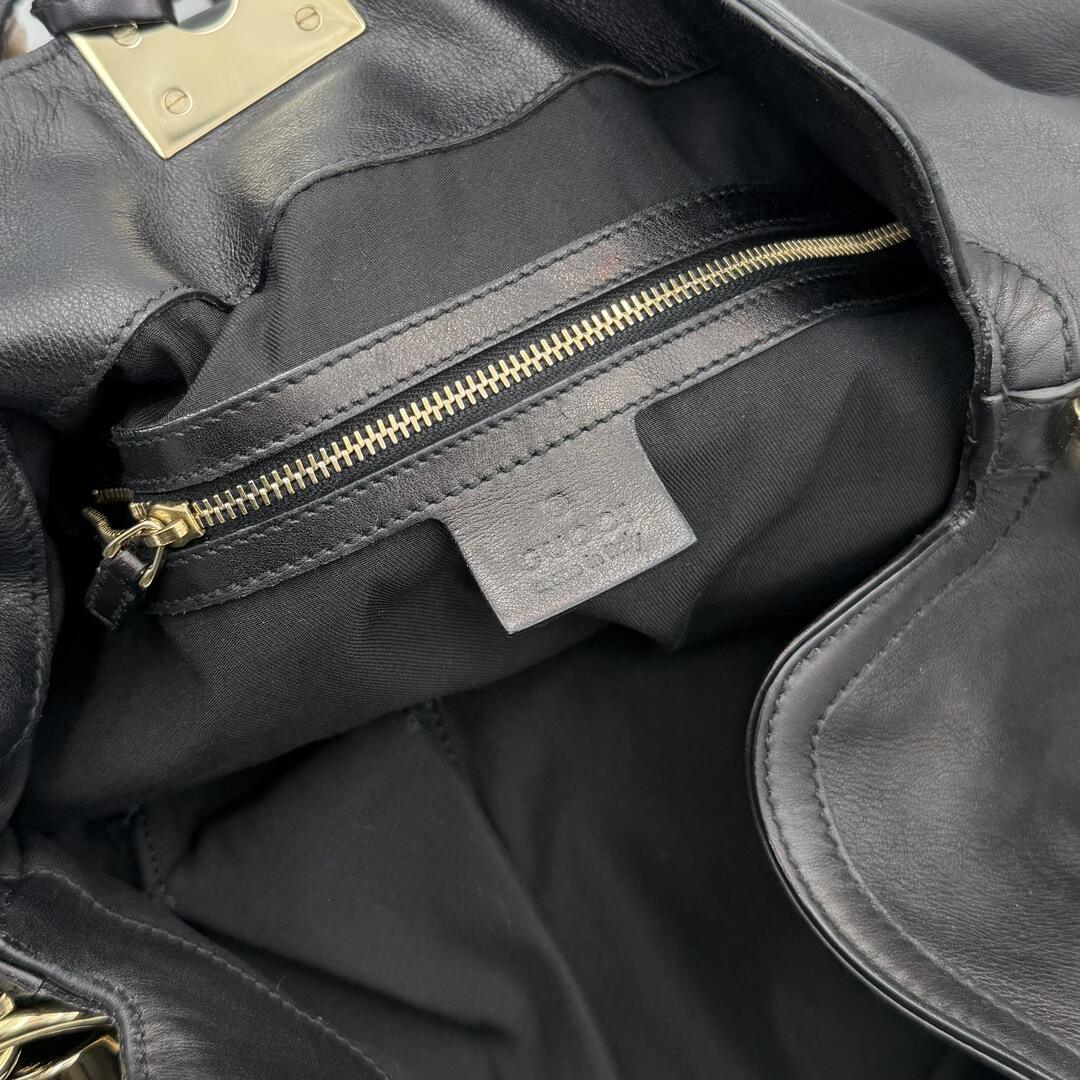 Gucci Large Indy Hobo Black Leather Shoulder Bag