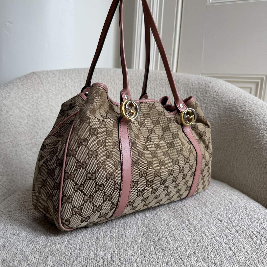 Gucci GG Canvas Pink Twins Tote Bag