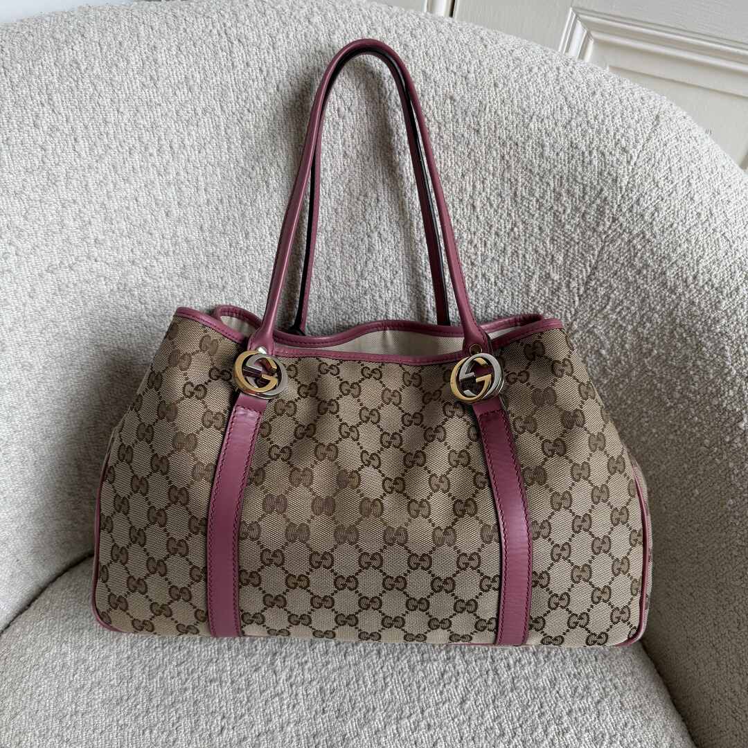 Gucci GG Canvas Pink Twins Tote Bag