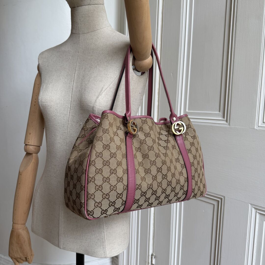 Gucci GG Canvas Pink Twins Tote Bag