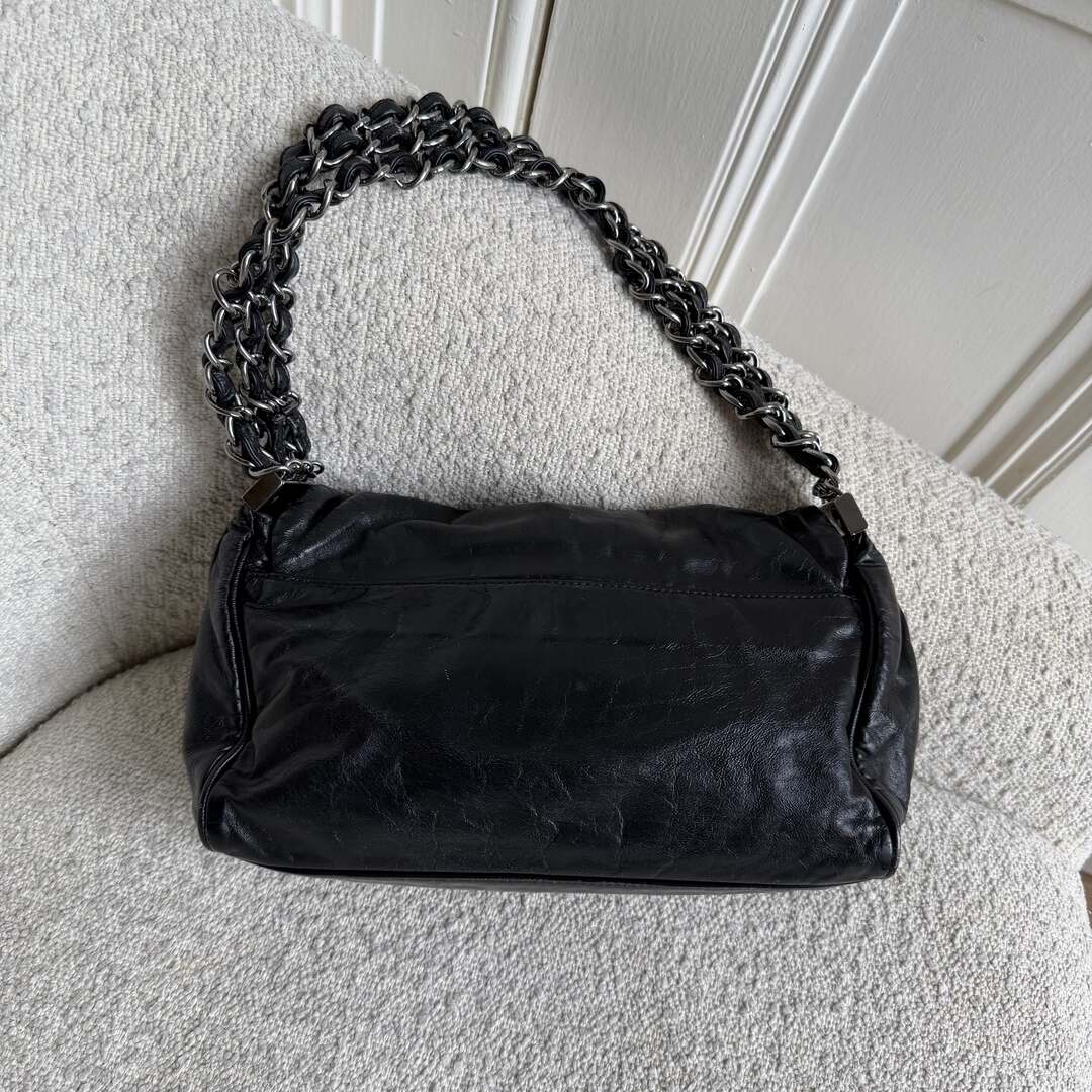 2006 Chanel Rock & Chain Black Leather Flap Shoulder Bag