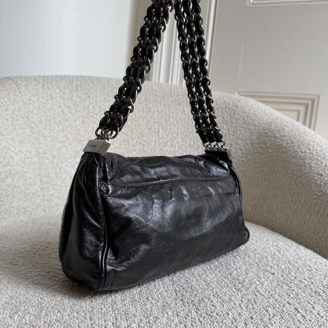 2006 Chanel Rock & Chain Black Leather Flap Shoulder Bag