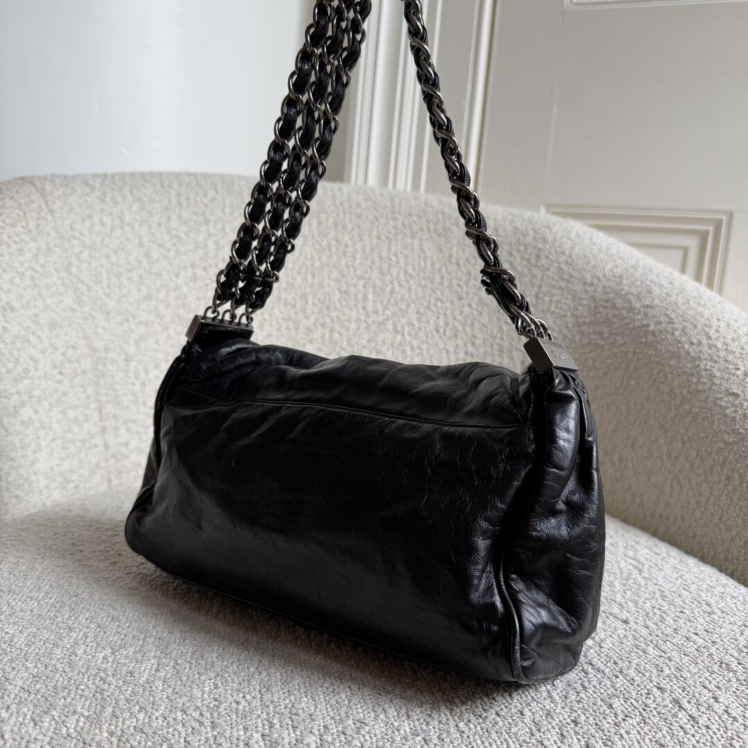 2006 Chanel Rock & Chain Black Leather Flap Shoulder Bag