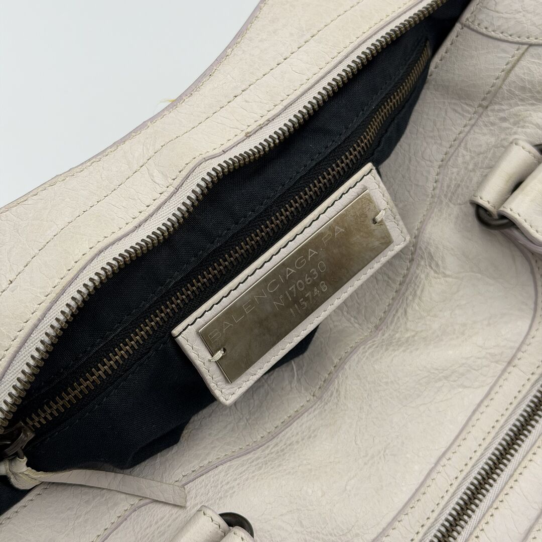 2010 Balenciaga The City Leather White Handbag