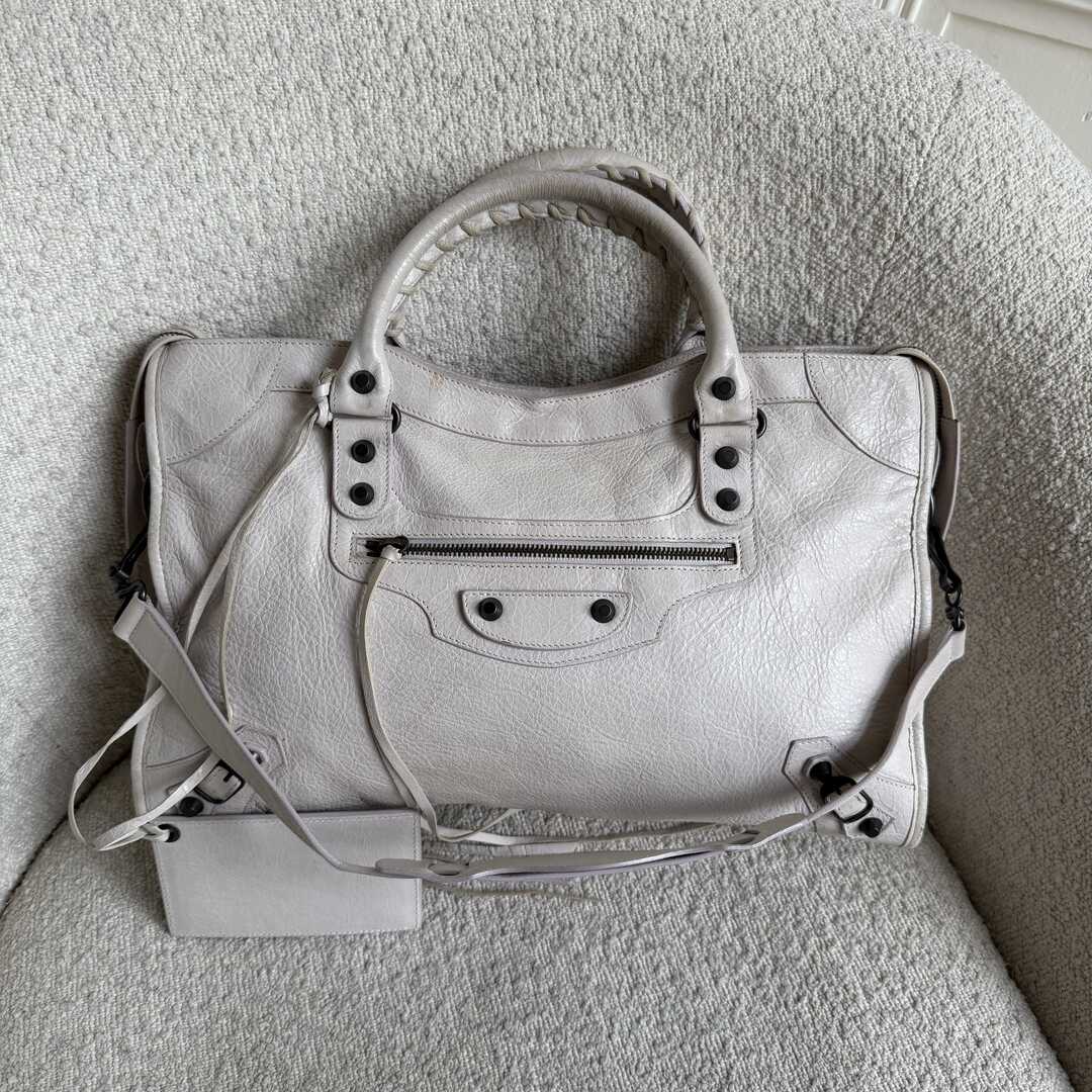 2010 Balenciaga The City Leather White Handbag
