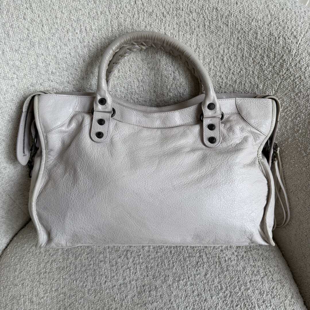 2010 Balenciaga The City Leather White Handbag