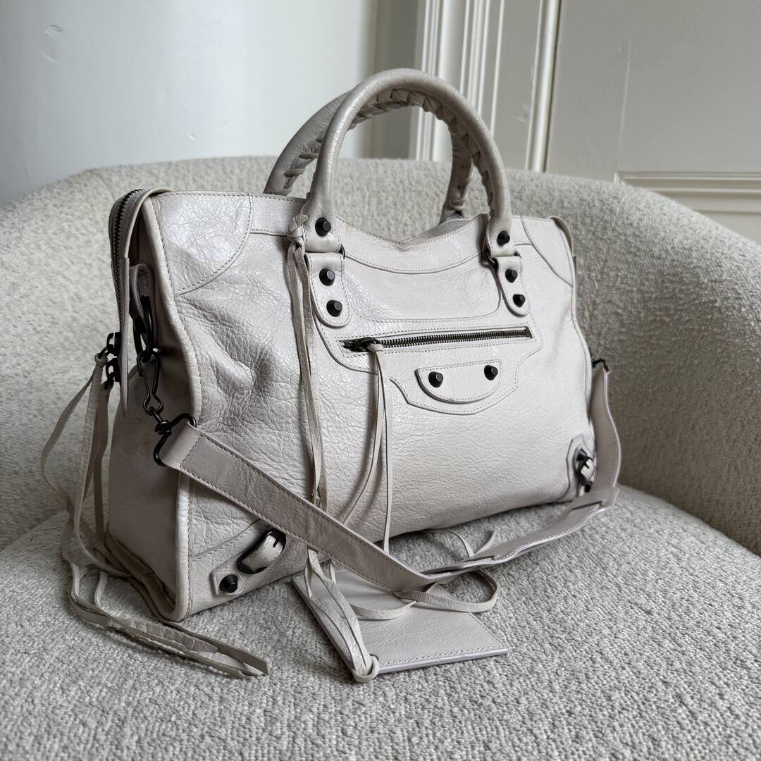 2010 Balenciaga The City Leather White Handbag