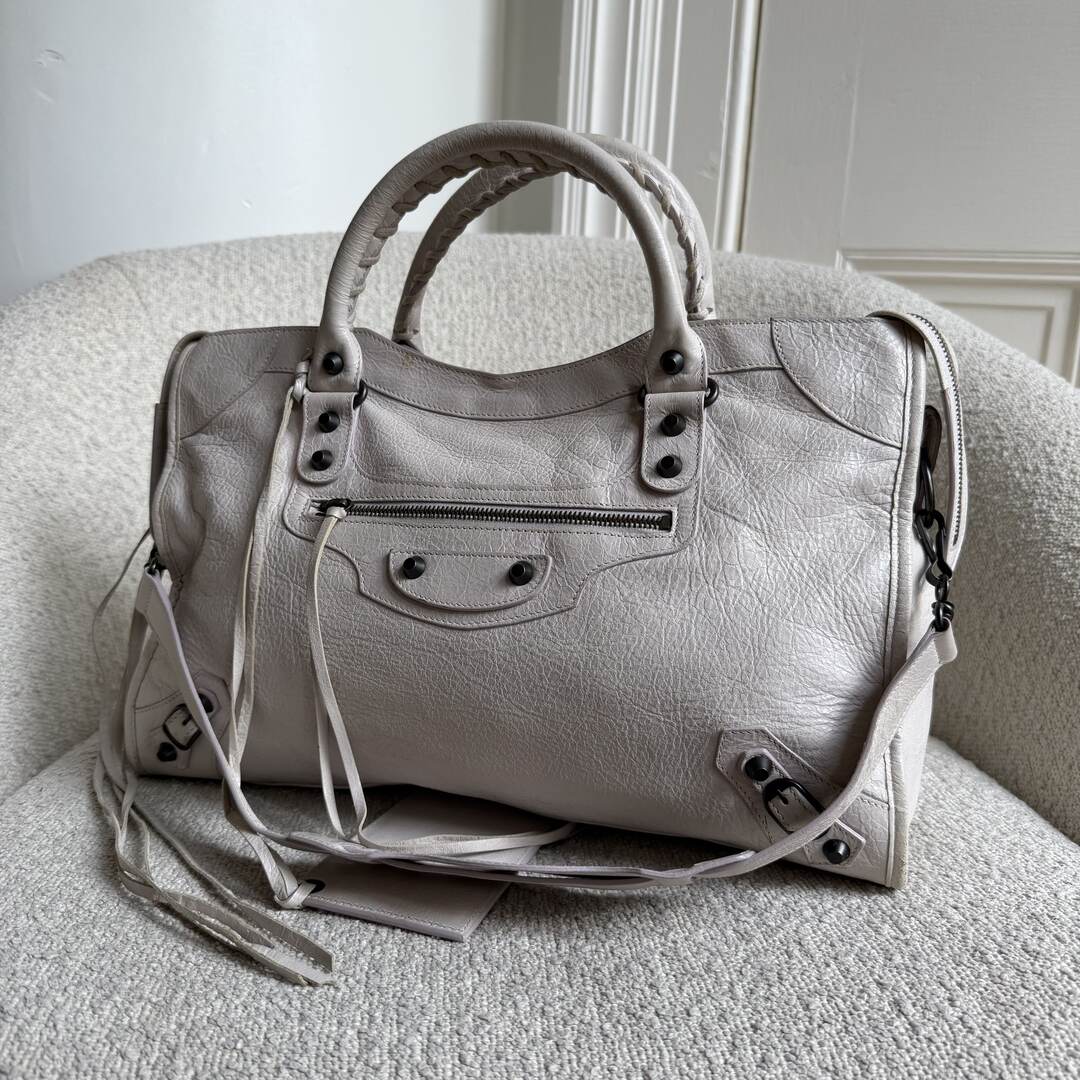 2010 Balenciaga The City Leather White Handbag