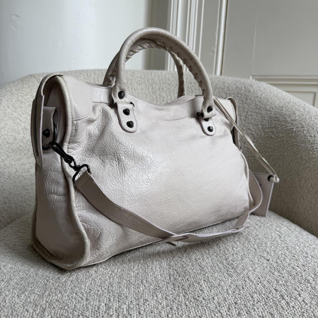 2010 Balenciaga The City Leather White Handbag