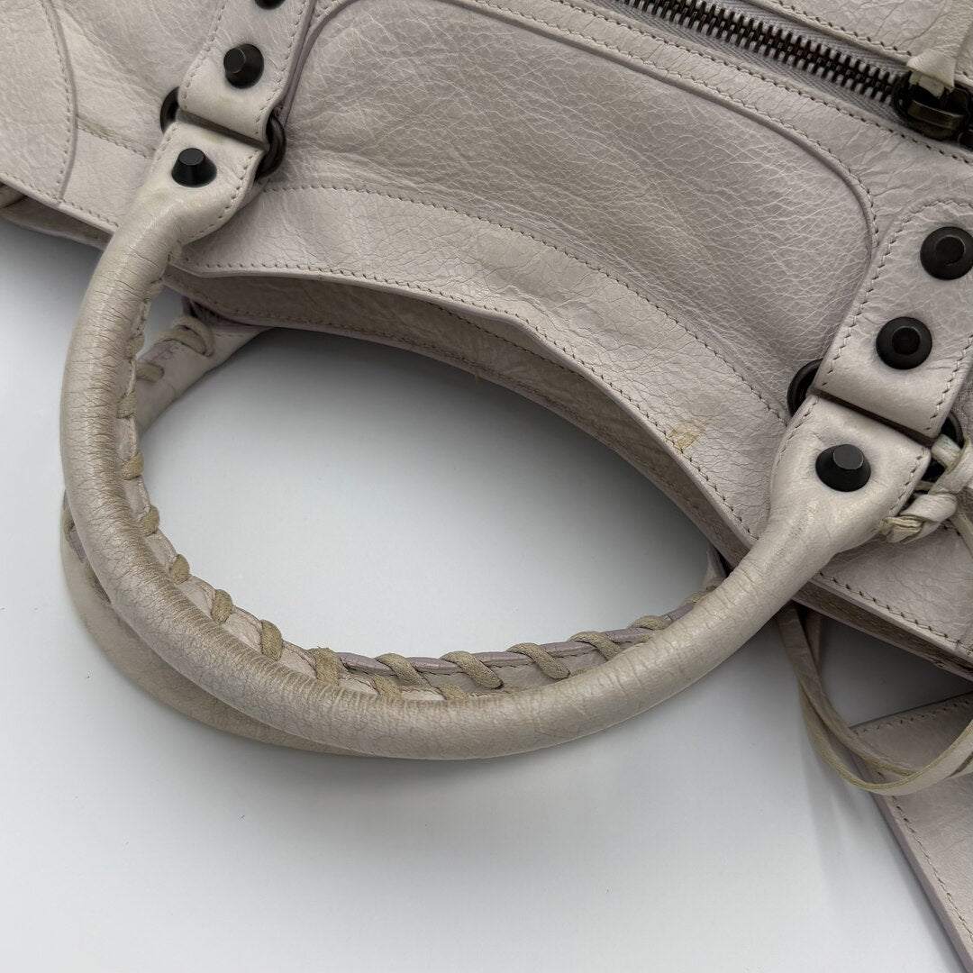 2010 Balenciaga The City Leather White Handbag