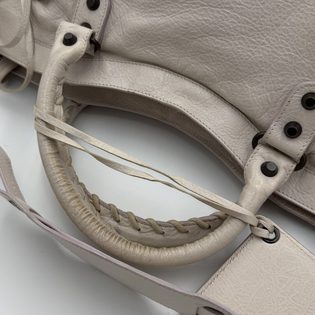 2010 Balenciaga The City Leather White Handbag