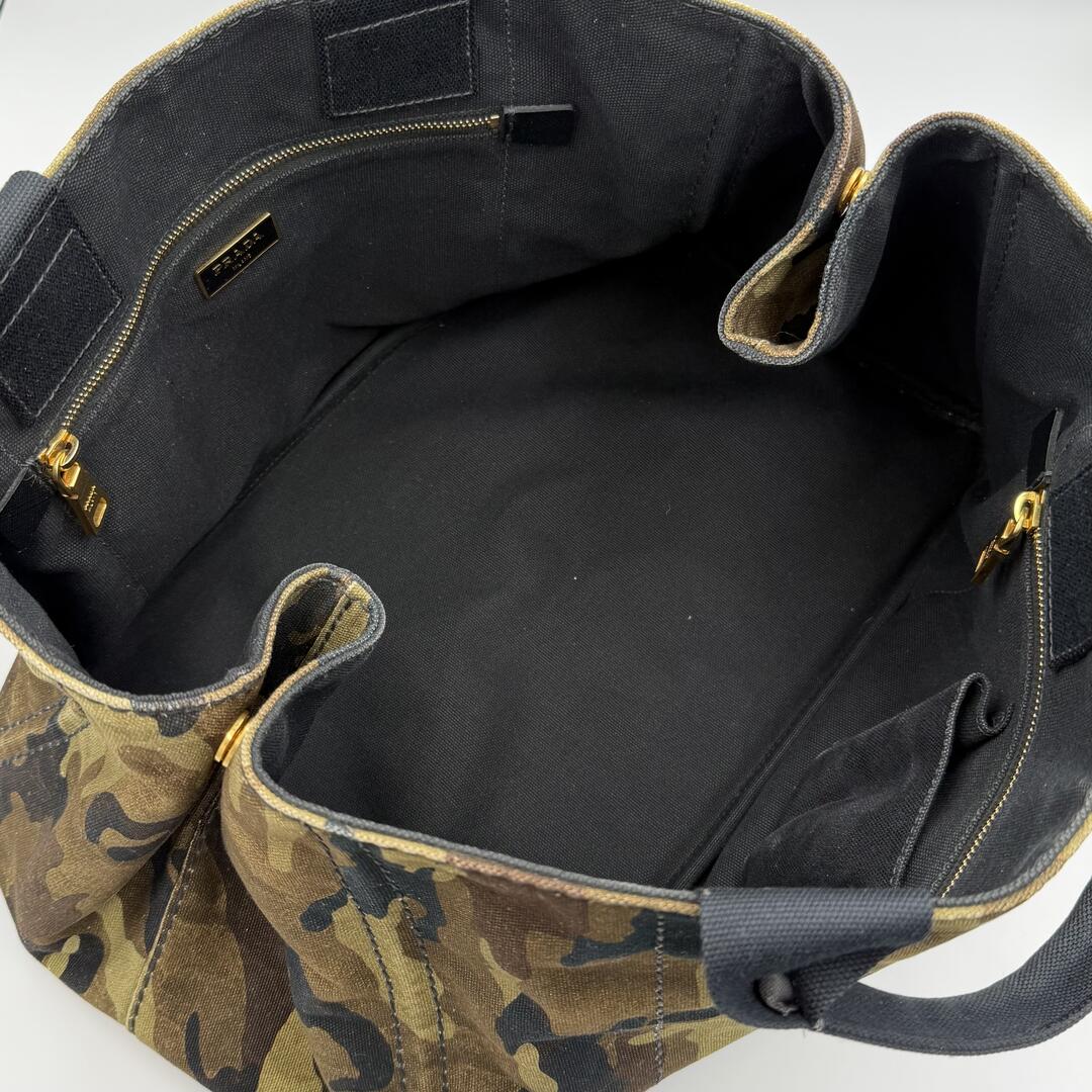 2011 Prada Canvas Camouflage Canapa Tote Bag