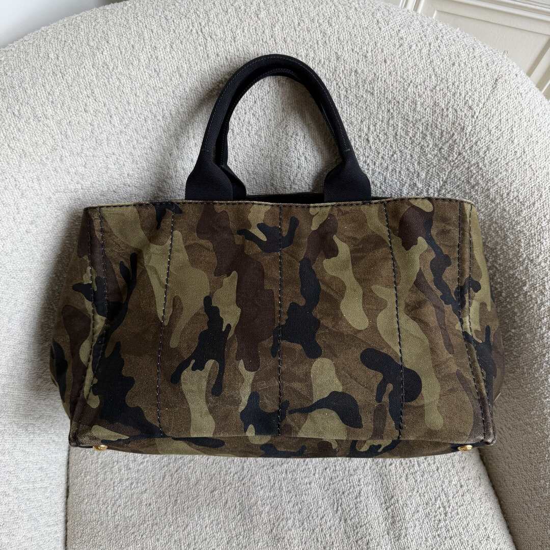2011 Prada Canvas Camouflage Canapa Tote Bag