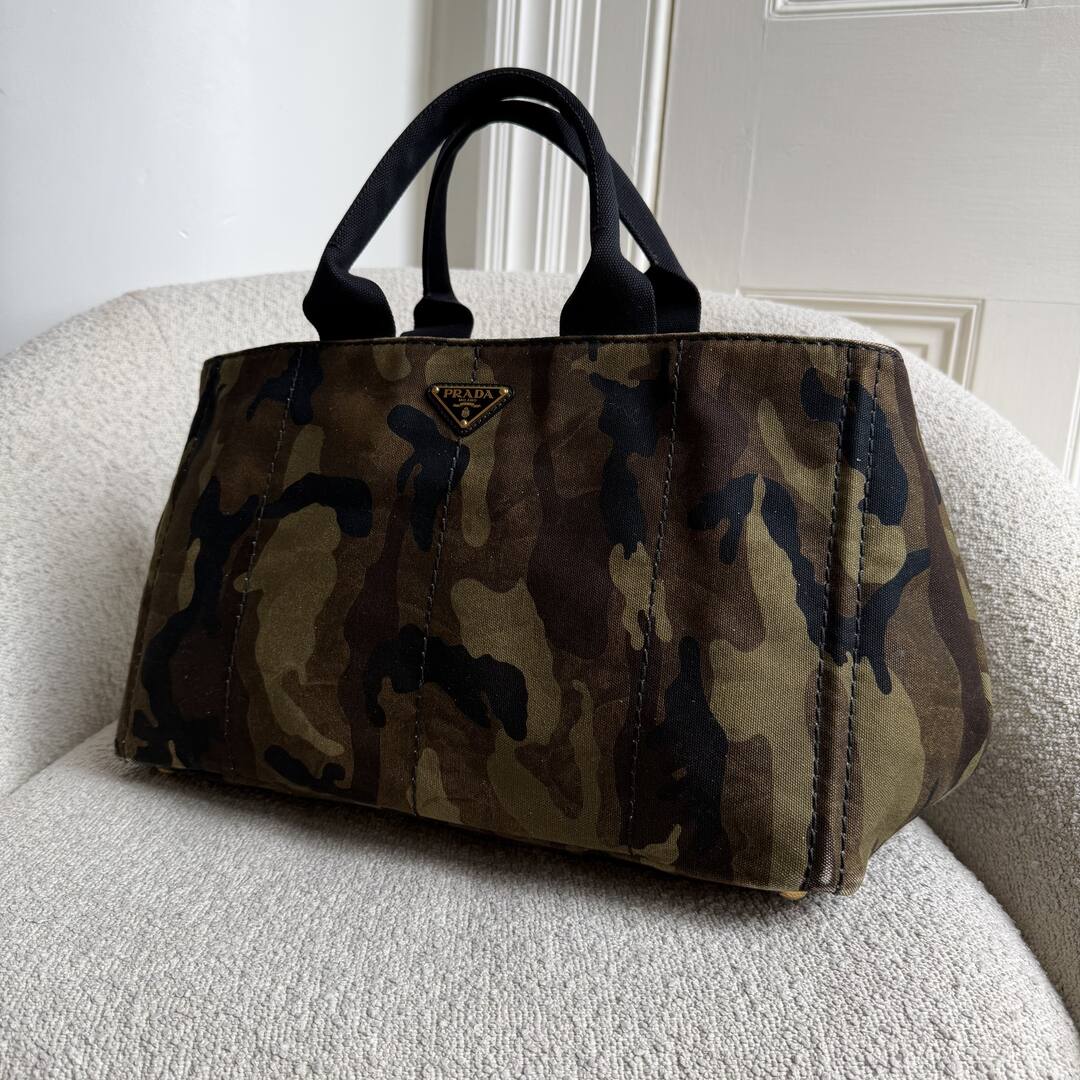 2011 Prada Canvas Camouflage Canapa Tote Bag