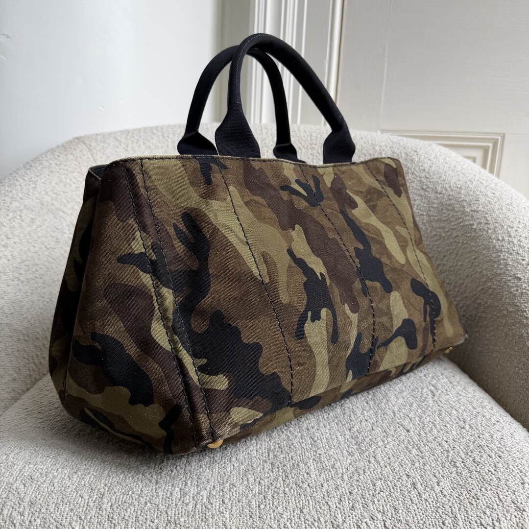 2011 Prada Canvas Camouflage Canapa Tote Bag