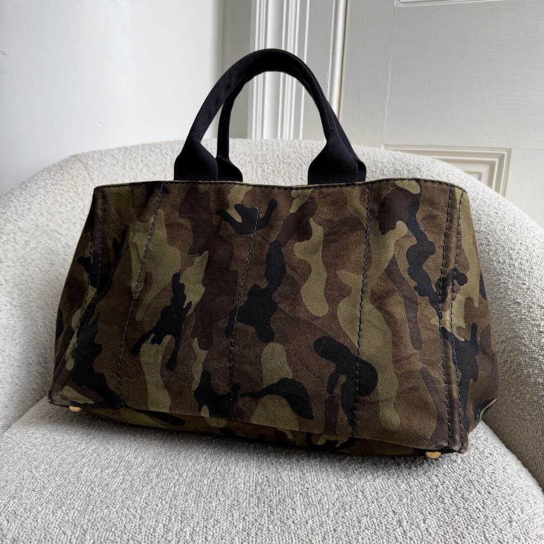 2011 Prada Canvas Camouflage Canapa Tote Bag