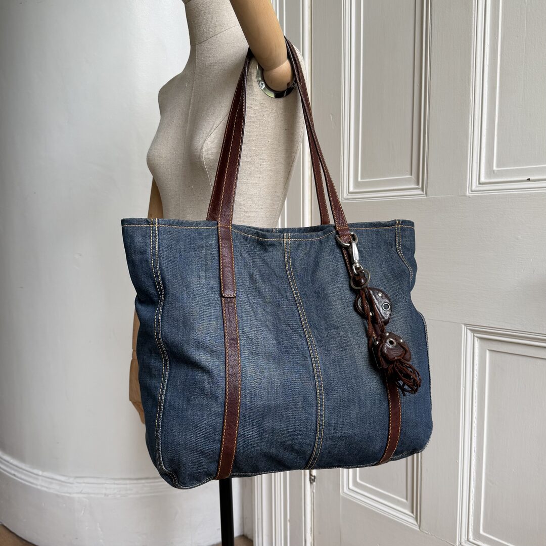 Archive Miu Miu Blue Denim Tote Bag