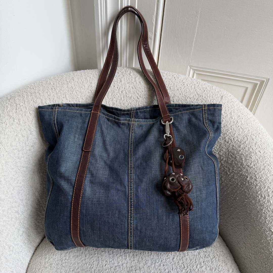 Archive Miu Miu Blue Denim Tote Bag