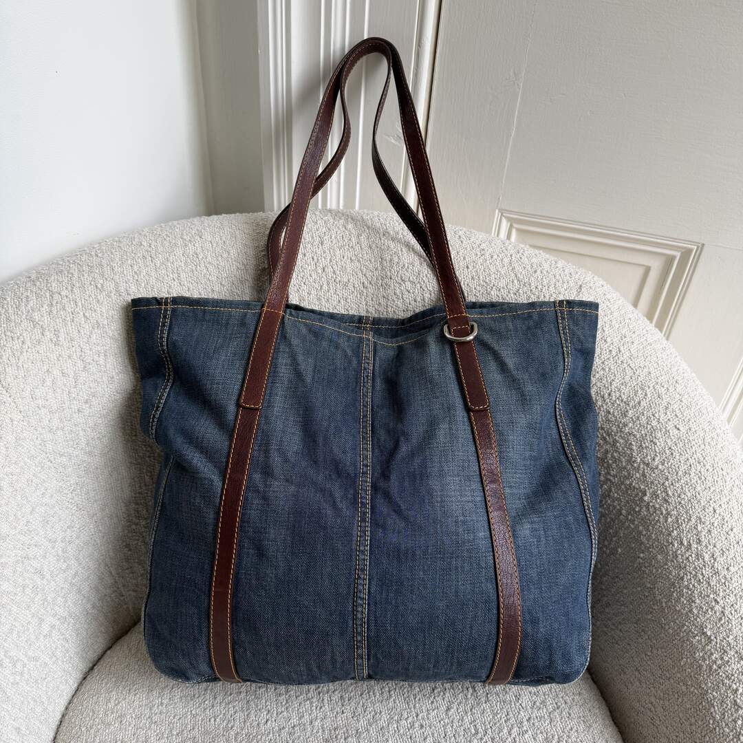 Archive Miu Miu Blue Denim Tote Bag
