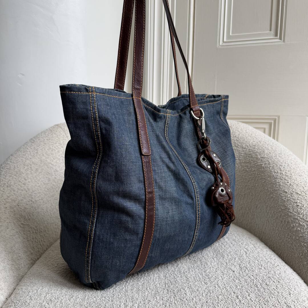 Archive Miu Miu Blue Denim Tote Bag