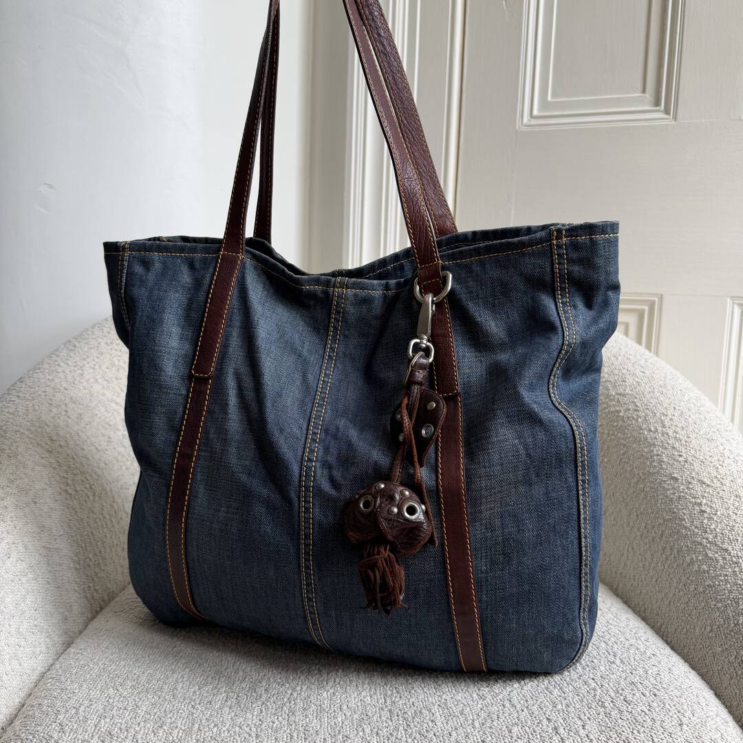 Archive Miu Miu Blue Denim Tote Bag