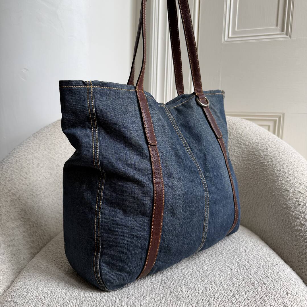 Archive Miu Miu Blue Denim Tote Bag