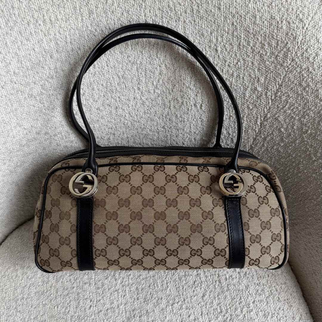 Gucci GG Canvas Twins Black Shoulder Bag