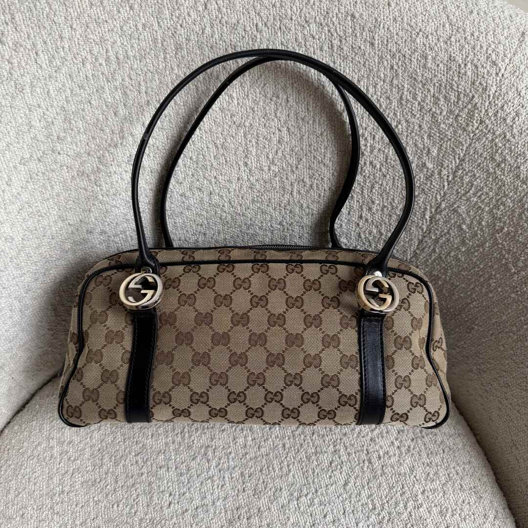 Gucci GG Canvas Twins Black Shoulder Bag